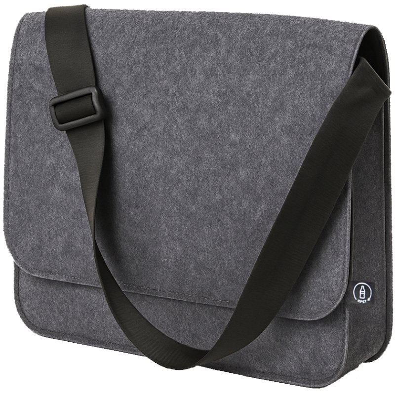 STOP messenger tas, recycled PET-vilt, 17,3 inch, donkergrijs